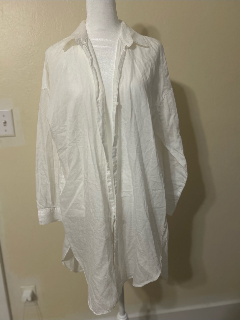 Zara White Oversized Longline Shirt